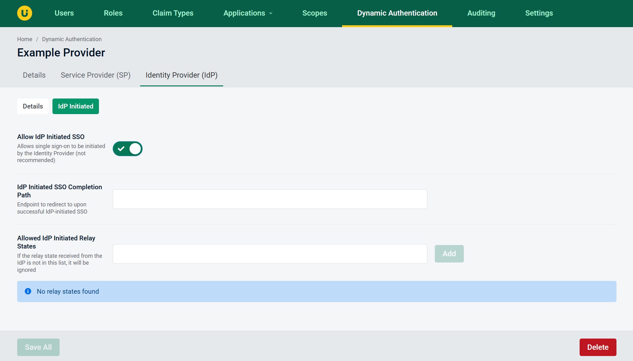 Example SAML IdP Advanced